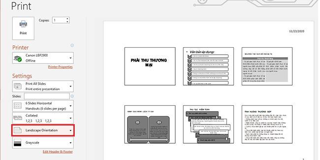 Cách in nhiều slide trên 1 trang giấy trong Powerpoint