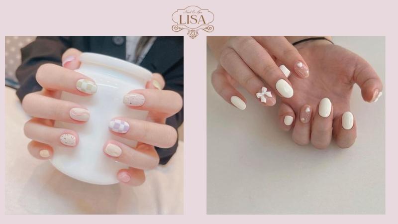 Nail màu trắng sữa đơn giản