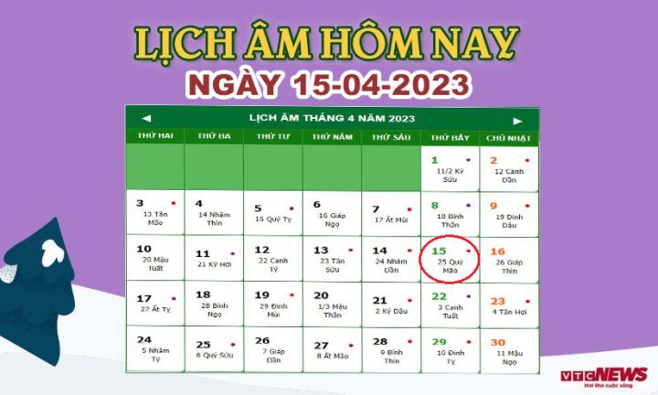 Lịch âm 15/4 - Âm lịch hôm nay 15/4 chính xác nhất - lịch vạn niên 15/4/2023 - 1