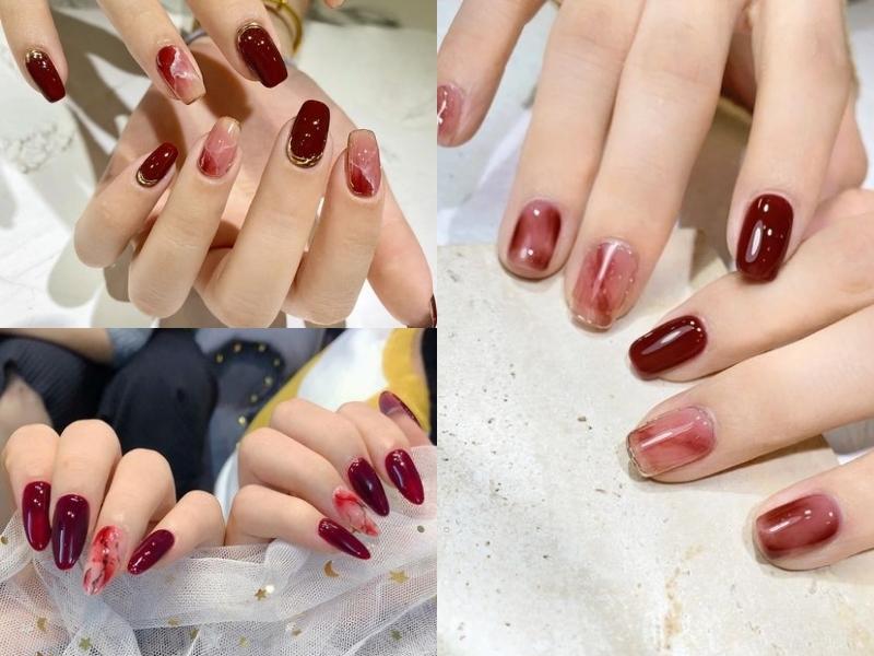 Mẫu nail đỏ mận