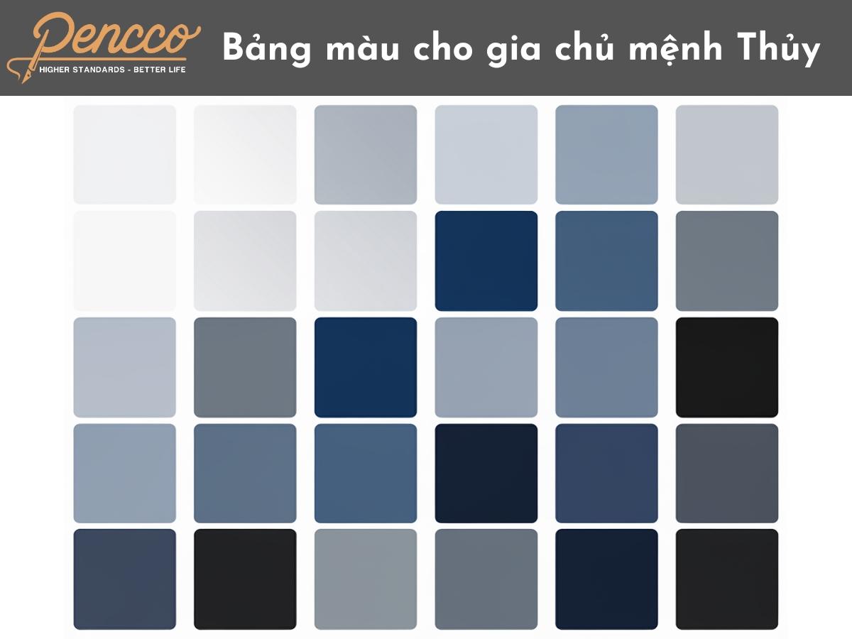 bảng màu hợp mệnh thủy