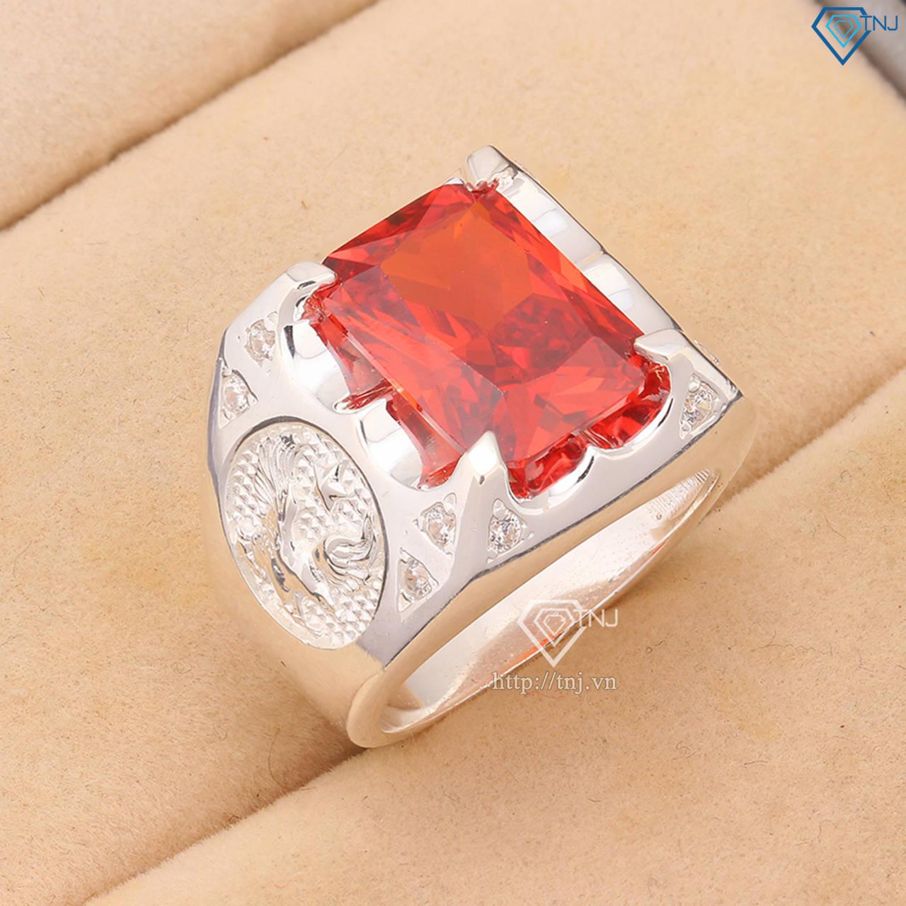 Nhẫn bạc nam hình đại bàng mặt đá đỏ đẹp NNA0073